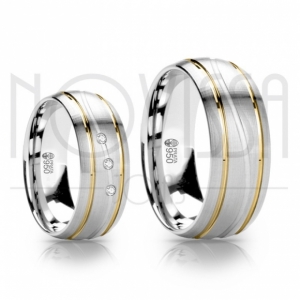 FO5007 - ALIANÇAS DE PRATA 950, COM/SEM SWAROVSKI, ACABAMENTO FOSCO COM OURO 18K