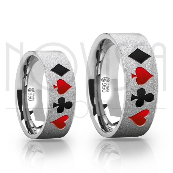 F5144 - ALIANÇAS PREMIUM POKER EM PRATA 950  DIAMANTADO