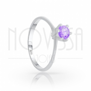 BS5203 - VIOLETA - ANEL DE PRATA 950 COM LINDO CRISTAL DE SWAROVSKI