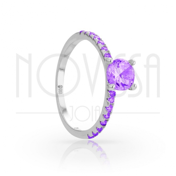 BS5192 - LAVANDA - ANEL DE PRATA 950 COM LINDOS CRISTAIS DE SWAROVSKI