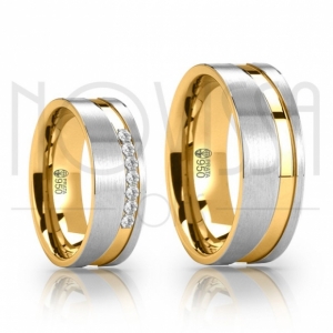 FO5458 - ALIANÇAS DE PRATA 950 COM/SEM SWAROVSKI, ACABAMENTO FOSCO E ALTO BRILHO COM OURO 18K