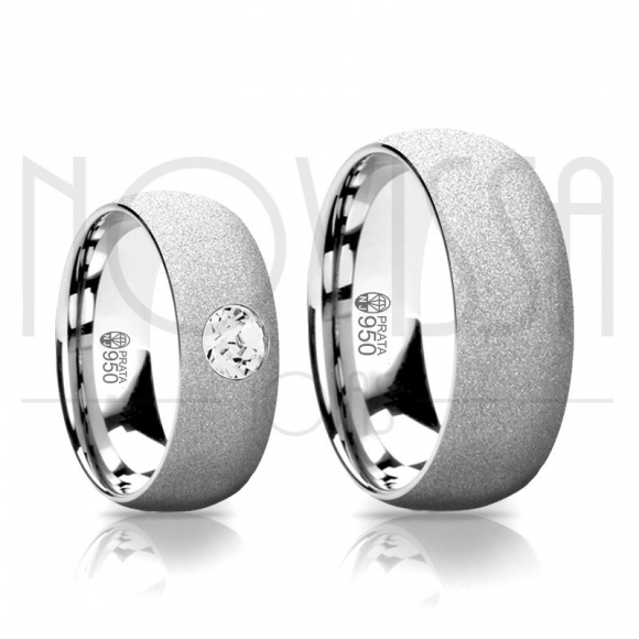 F5468 - ALIANÇAS DE PRATA 950, COM/SEM SWAROVSKI E ACABAMENTO DIAMANTADO