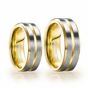 DEEP GOLD EDITION SAND - ALIANÇA DE TUNGSTÊNIO MAGNETIZADAS A OURO 18K, ACABAMENTO FOSCO