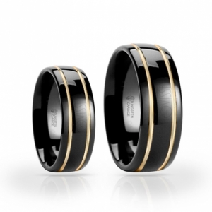 TWO LINE GOLD - ALIANÇA DE TUNGSTÊNIO BLACK COM ACABAMENTO DE ALTO BRILHOTWO LINE GOLD - ALIANÇA DE TUNGSTÊNIO BLACK COM ACABAMENTO DE ALTO BRILHO